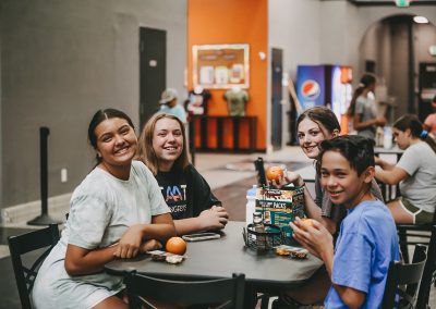 Kids enjoying their snacks.