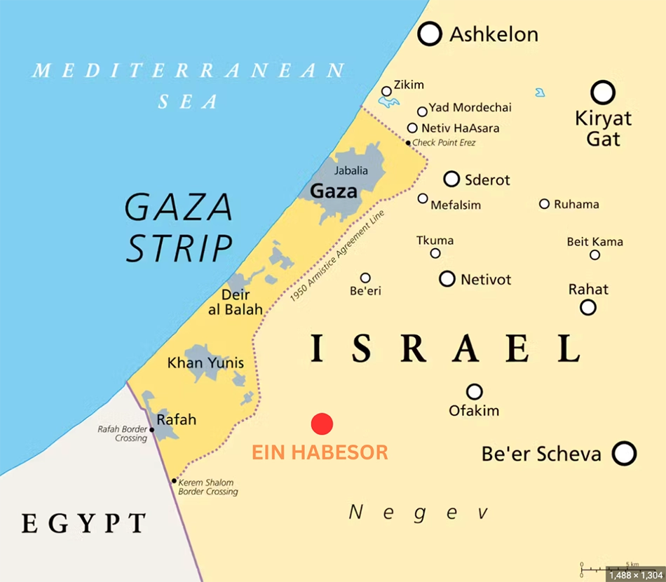 Israel Map of Israel with Ein Habesor bullet point.
