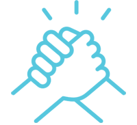 Light blue icon representing church mobilization through CityServe, equipping congregations to serve their communities with greater impact.