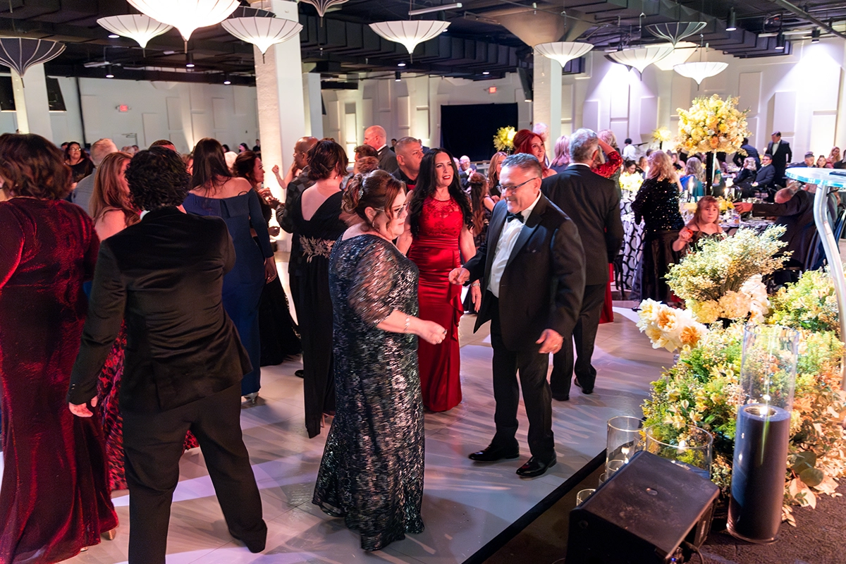 Guests dancing on the floor during the Bakersfield Mayor’s Ball benefiting CityServe.